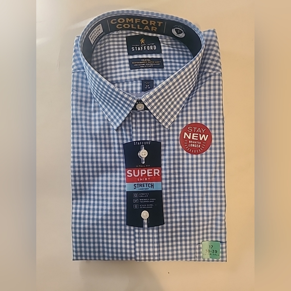 Stafford Blue Checkered Men's Shirt